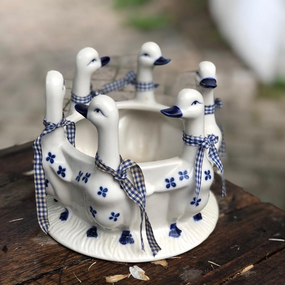 Кашпо 17 см Шесть гусей фарфор Дельфт