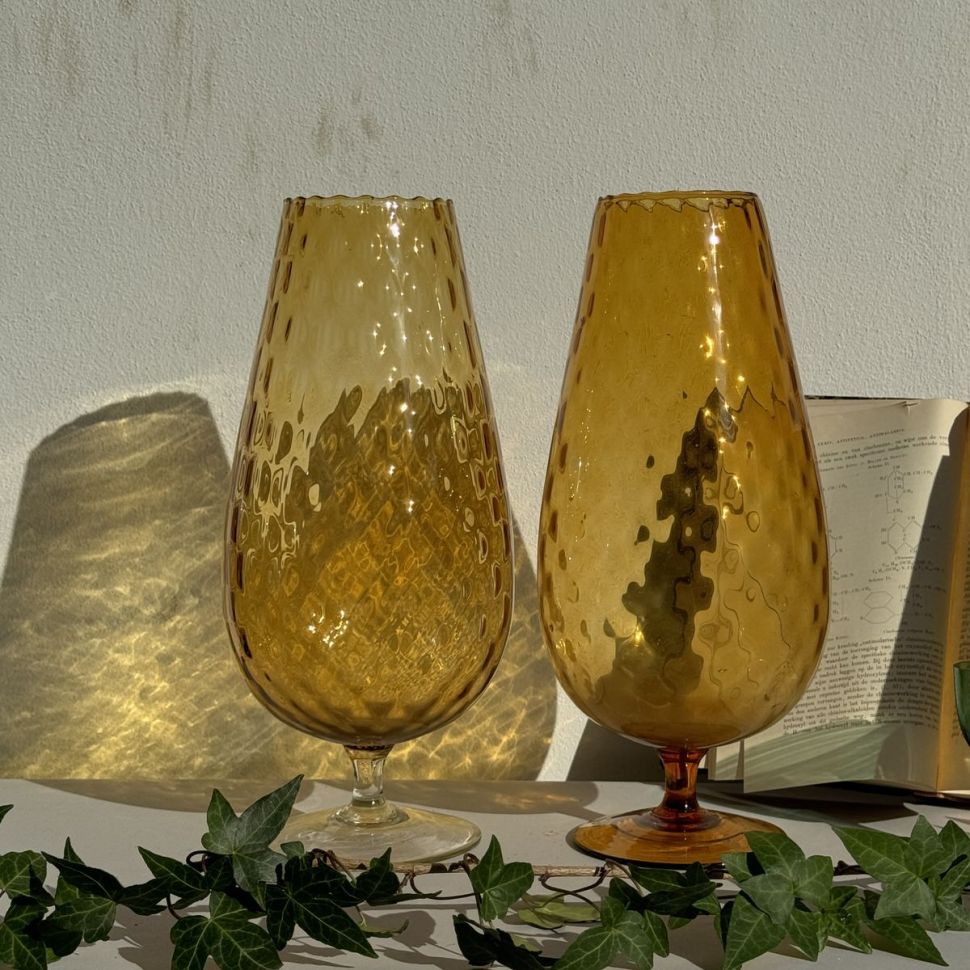 Ваза на ножке Бокал 37 см хрустальное стекло Мурано