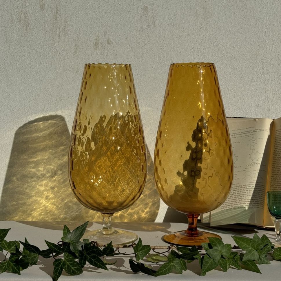 Ваза на ножке Бокал 37 см хрустальное стекло Мурано