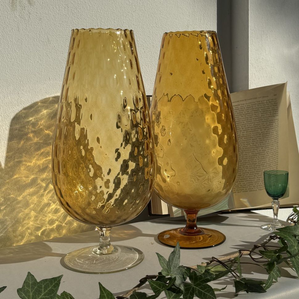 Ваза на ножке Бокал 37 см хрустальное стекло Мурано