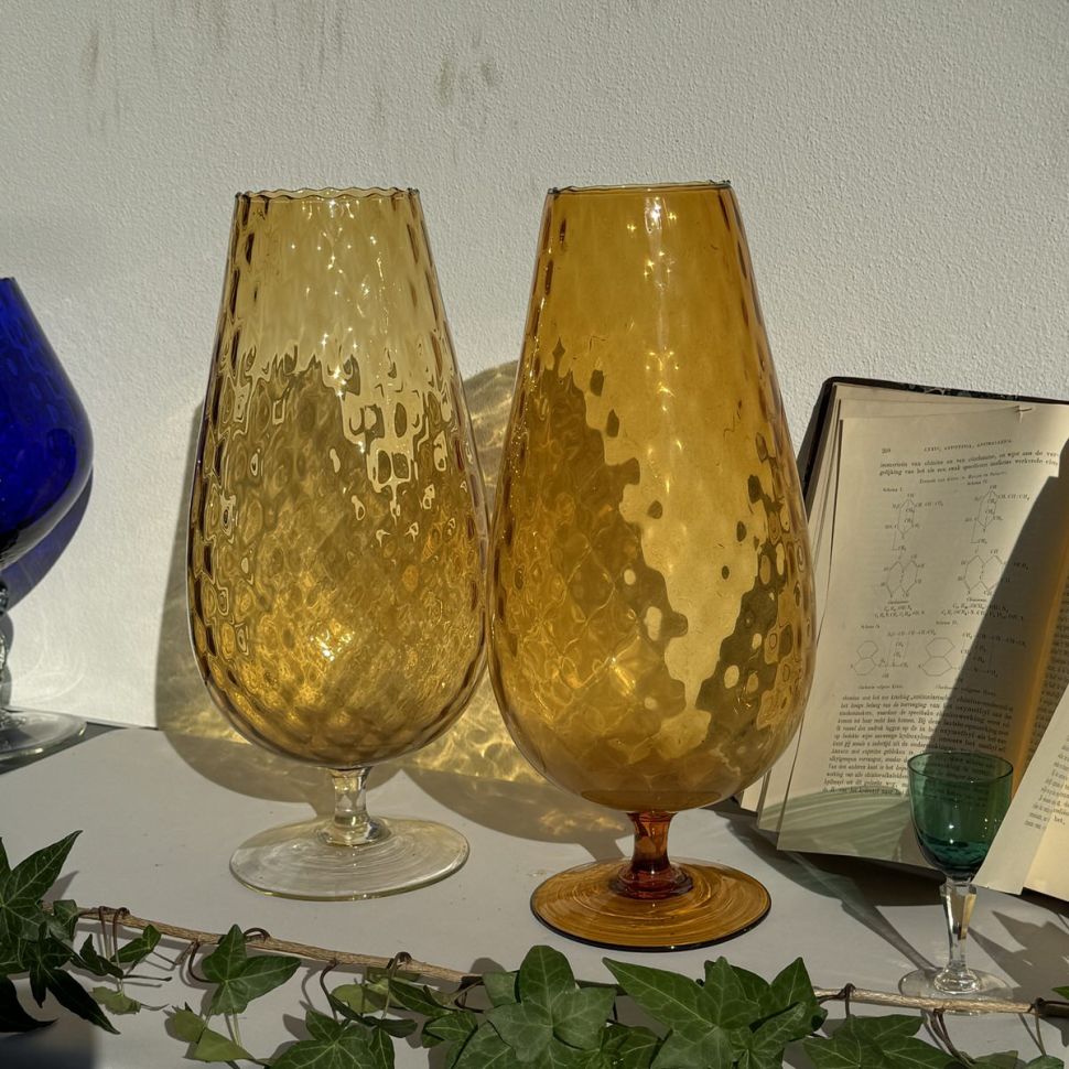 Ваза на ножке Бокал 37 см хрустальное стекло Мурано