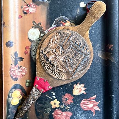 Меха для роздува 49 см кожа дерево медь чеканка 