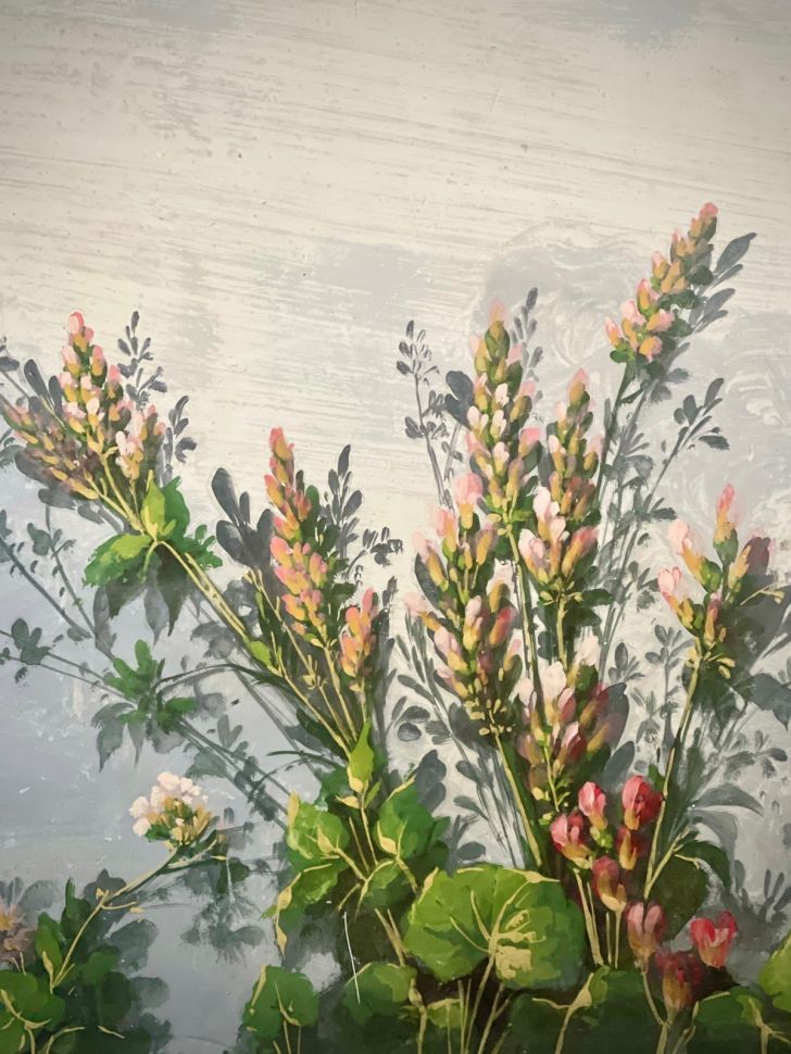 Репродукция фрески 21х28 см Розовые люпины