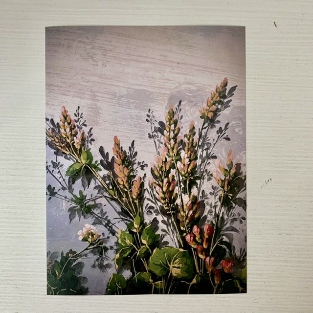 Репродукция фрески 21х28 см Розовые люпины