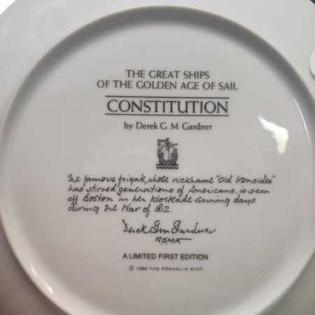 Тарелка Franklin Mint Constitution by Derek G.M.Gardner 23 см  
