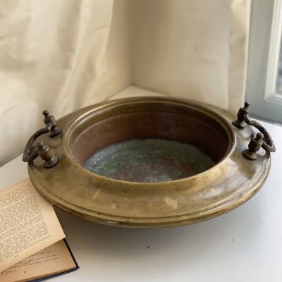 Таз кашпо с ручками 40 см медь и латунь