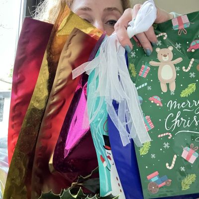 Пакет новогодний 32х24 см Merry Christmas мишка