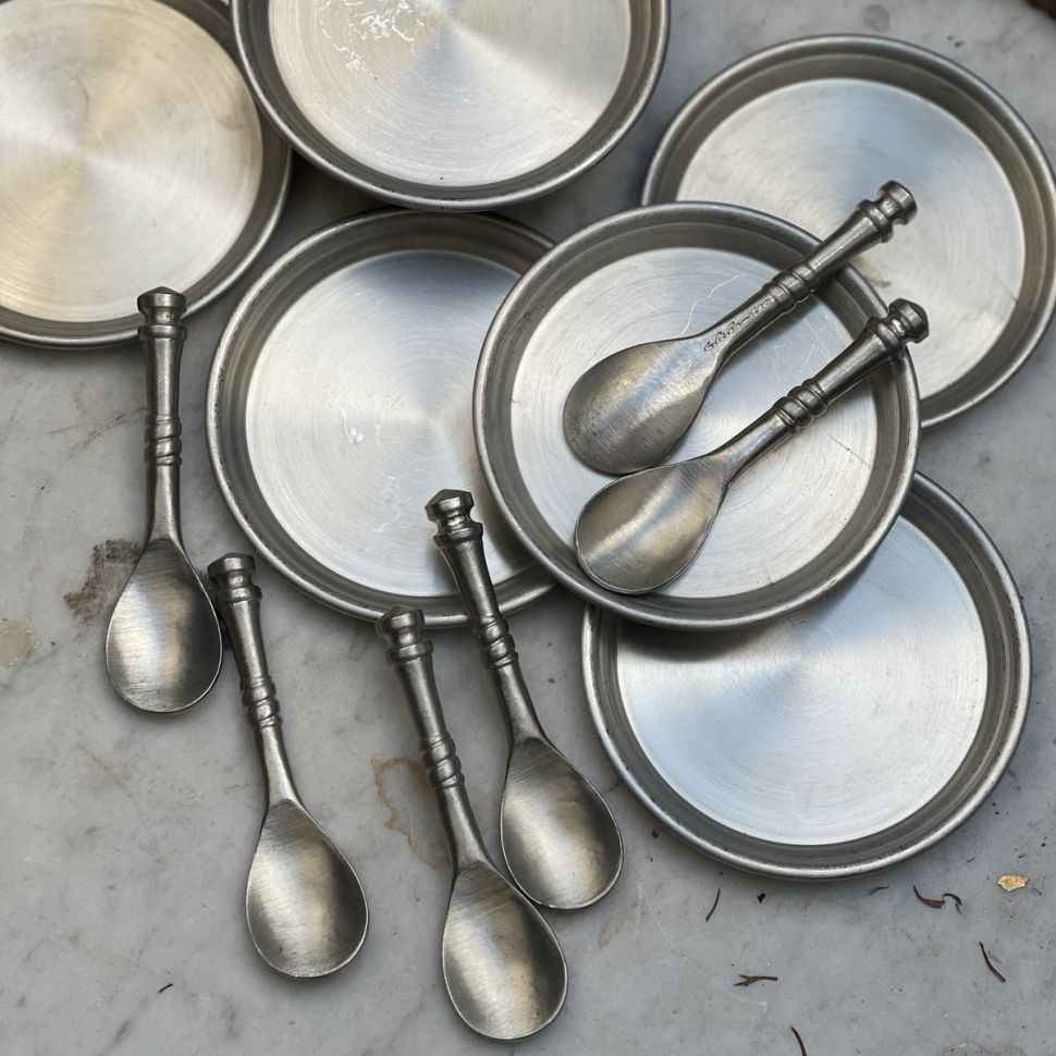 Ложка кофейная 9 см олово