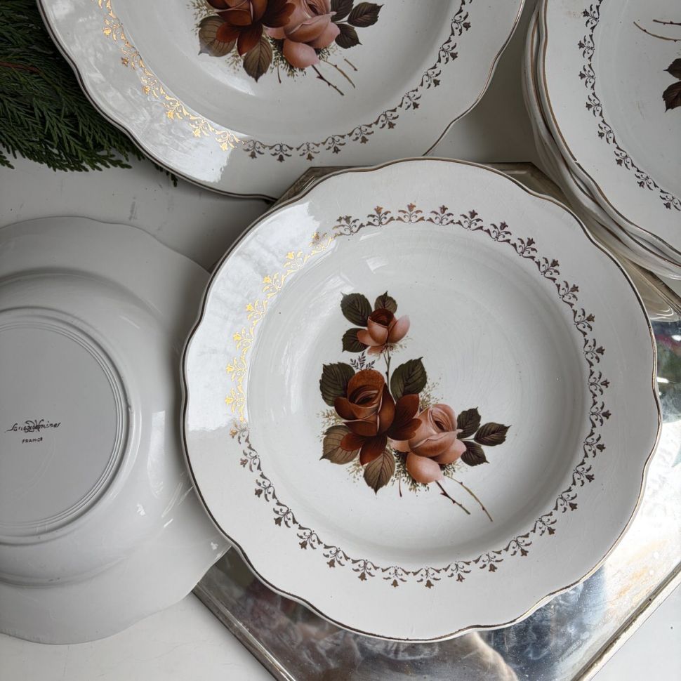 Тарелка глубокая Sarreguemines Розы 24 см Франция