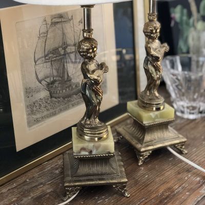 Лампа настольная Музыкант оникс Латунь 