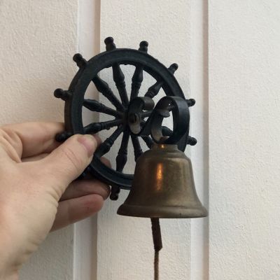 Колокольчик подвесной штурвал, латунь, чугун