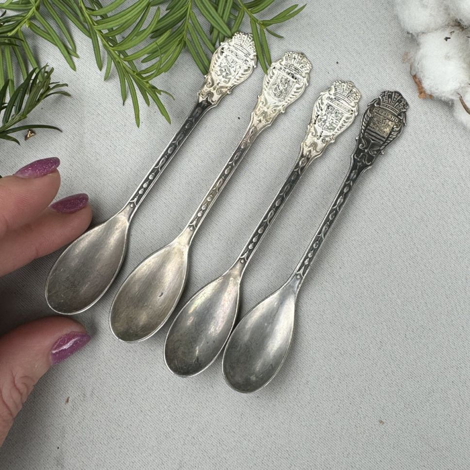 Ложка Гербы 12 см мельхиор набор 4 шт. Голландия