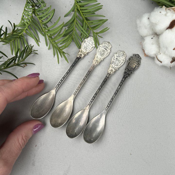 Ложка Гербы 12 см мельхиор набор 4 шт. Голландия