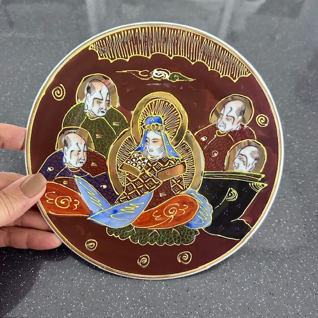 Тарелка Каннон с бессмертными Satsuma 19 см фарфор Япония