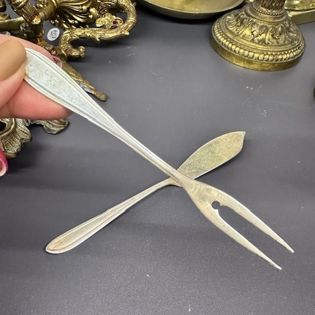 Вилка двузубец 15 см серебрение