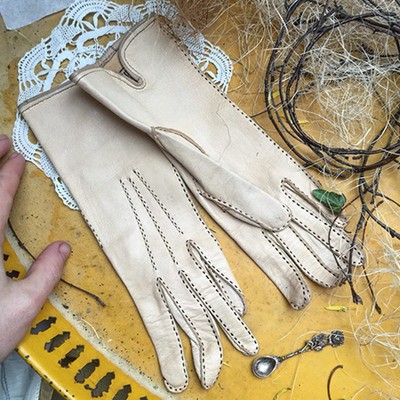 Перчатки Кремовые кожа р 6