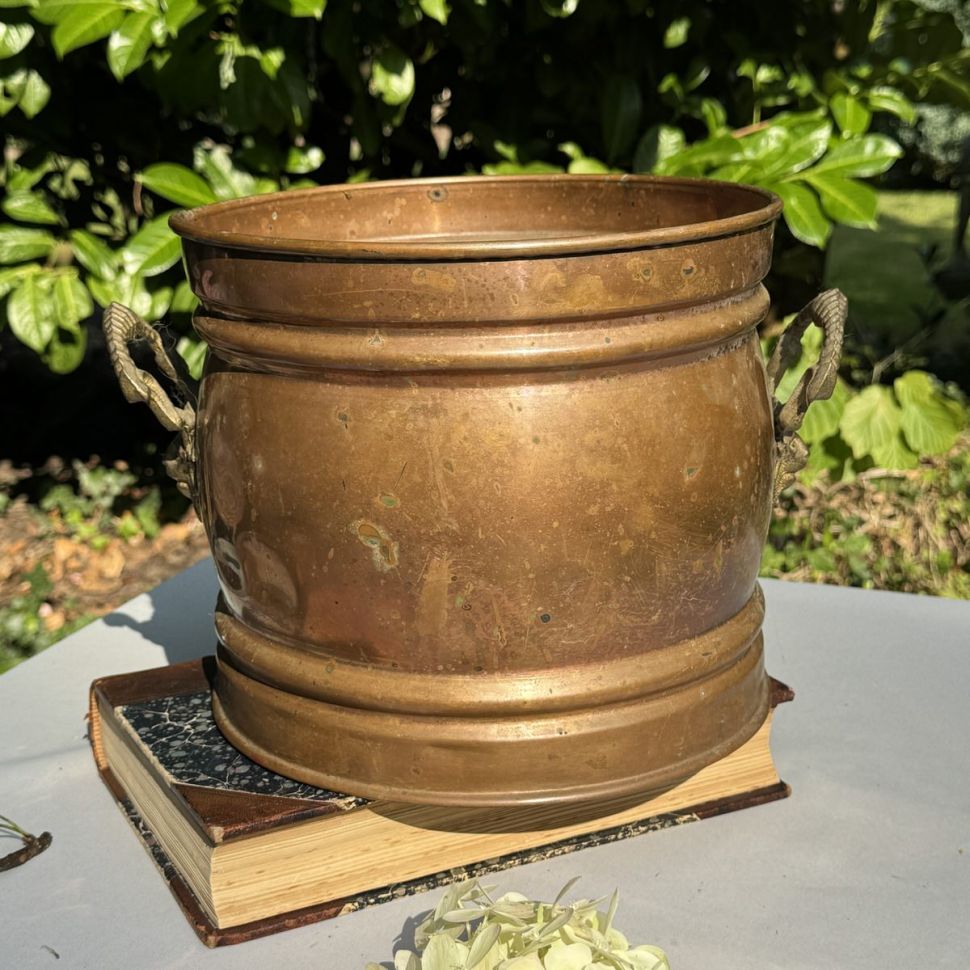 Кашпо с ручками 24 см медь латунь