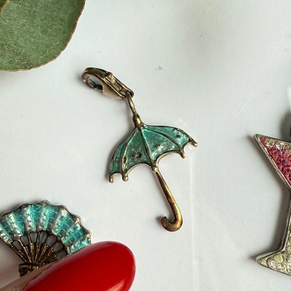 Подвеска шарм Зонт 2,5 см в стиле Thomas Sabo 925 