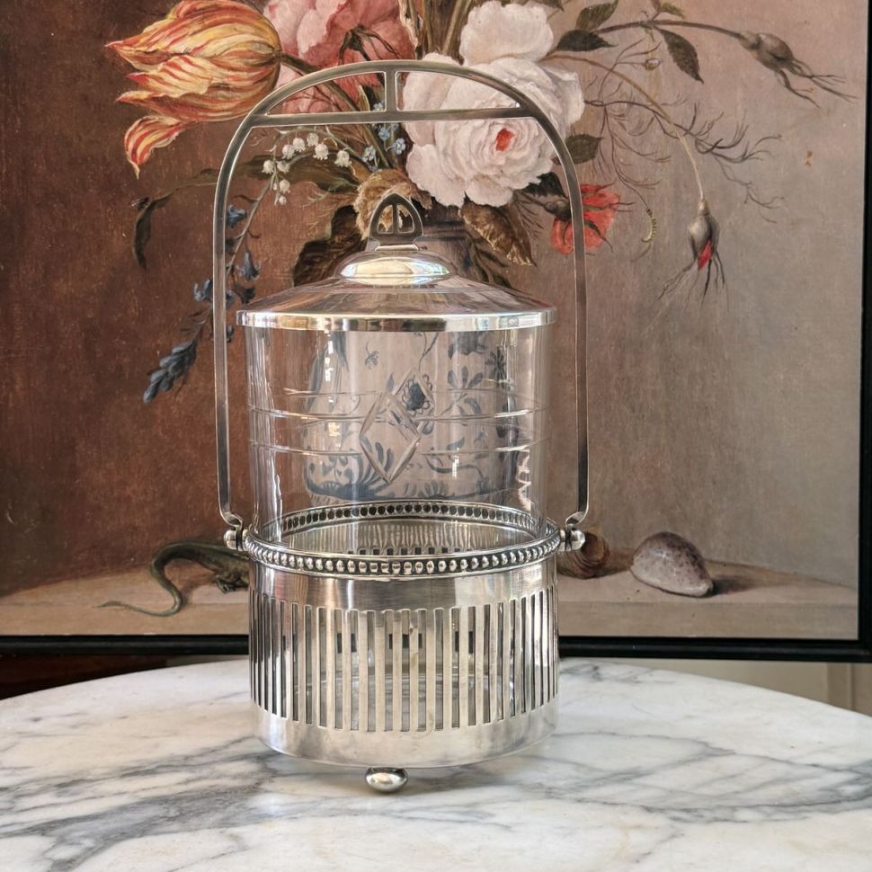 Бисквитница Ардеко стекло серебрение Франция