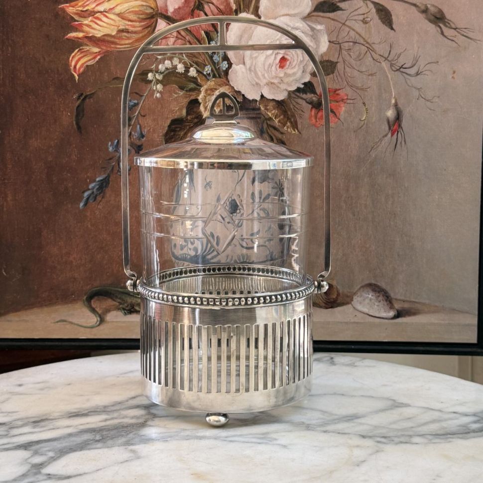 Бисквитница Ардеко стекло серебрение Франция