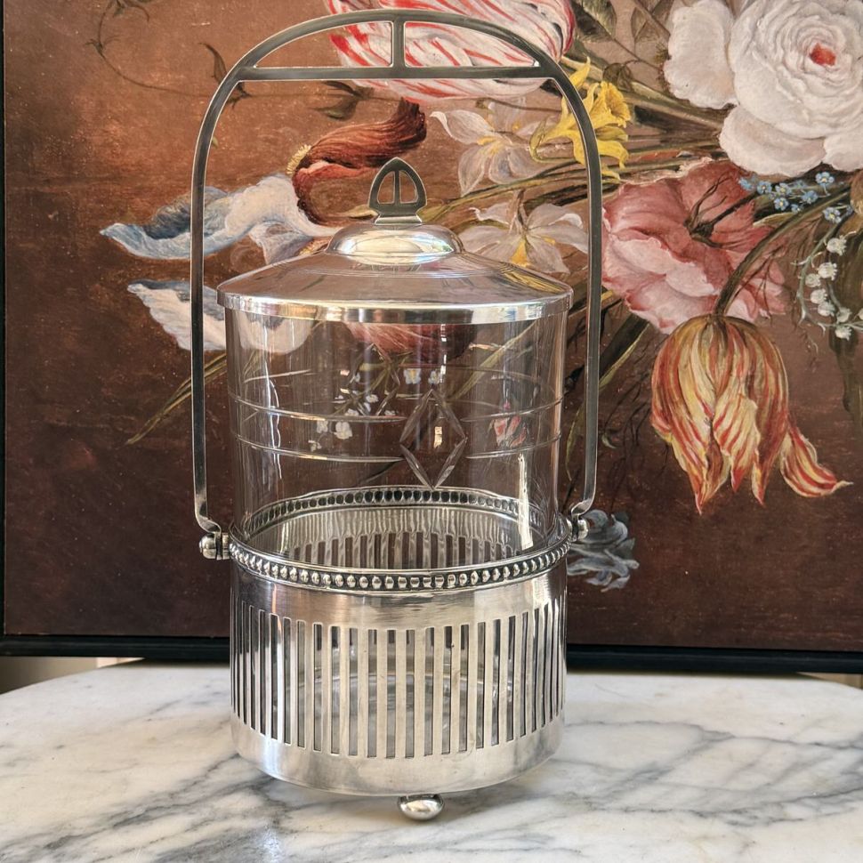 Бисквитница Ардеко стекло серебрение Франция