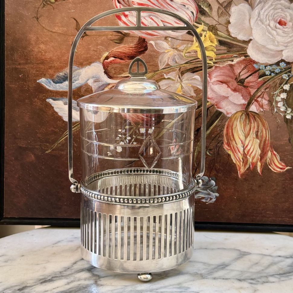 Бисквитница Ардеко стекло серебрение Франция