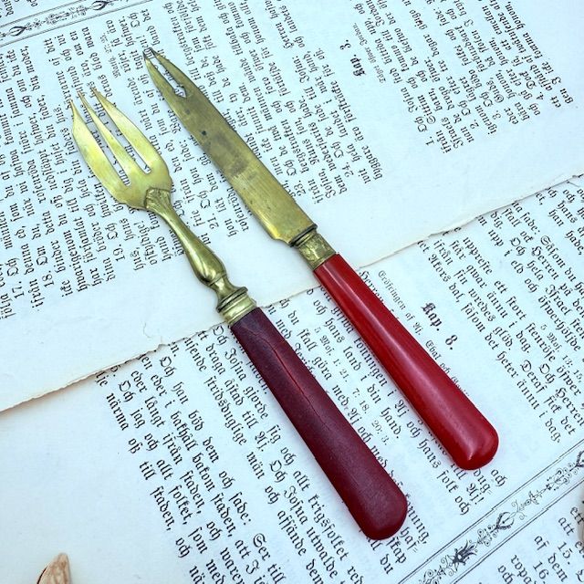 Вилка для десерта 16 см латунный сплав бакелит