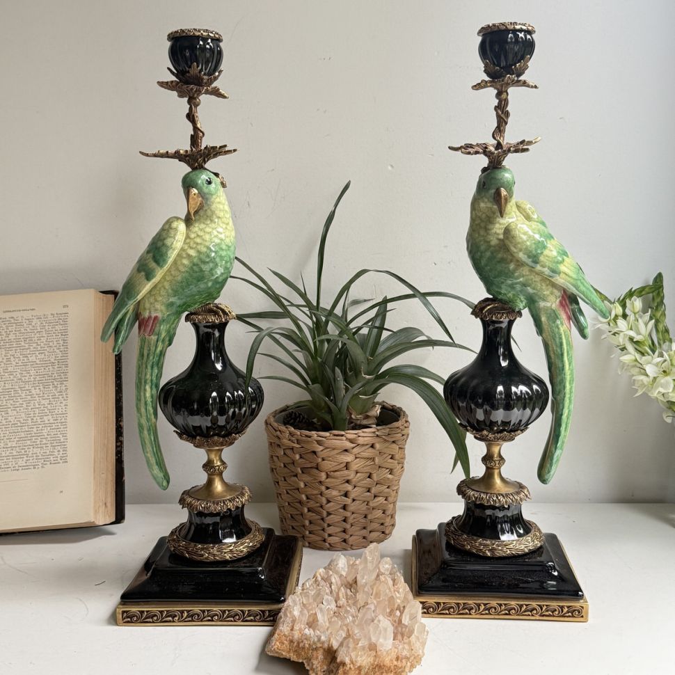 Подсвечник скульптура Попугай 48 см WL 1895 фарфор бронза