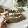 Весы аптечные старинные с гирями 20 см дерево латунь