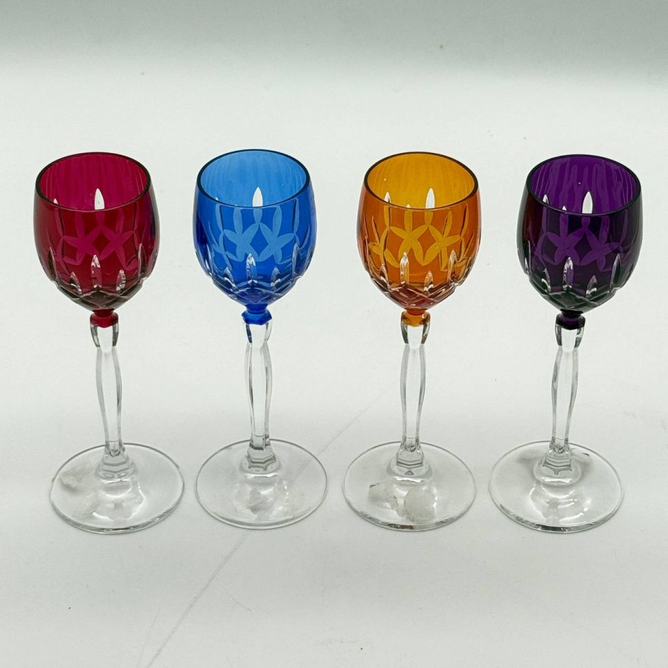 Рюмка набор 4 шт. 75 мл цветной хрусталь Германия