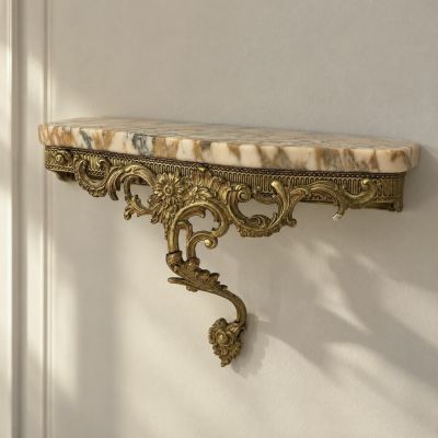 Полка консоль 44 см мрамор бронза