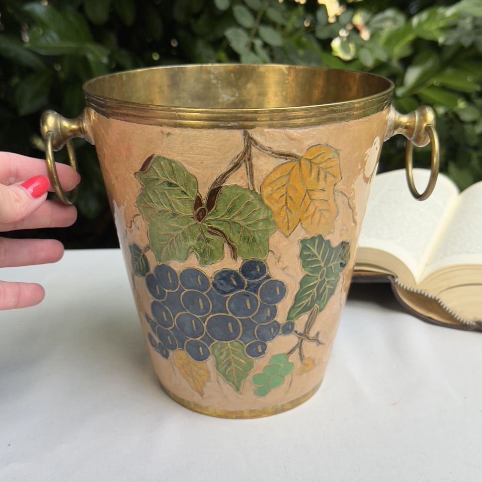 Ведро для охлаждения шампанского эмаль латунь Франция 