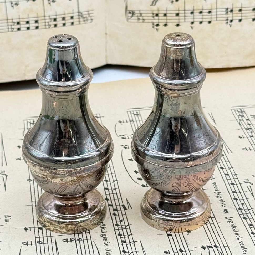 Солонка и перечница 10 см мельхиор