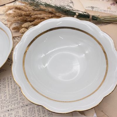 Салатник Золотая кайма 28 см фарфор Франция 