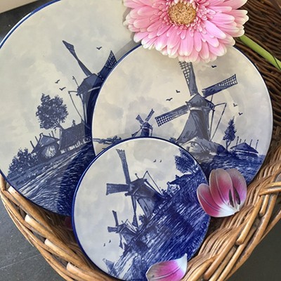 Тарелка декоративная Мельницы средняя, Дельфт