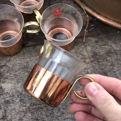 Стакан в подстаканнике стекло медь латунь