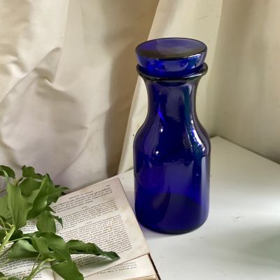 Банка 1 л синяя с крышкой стекло