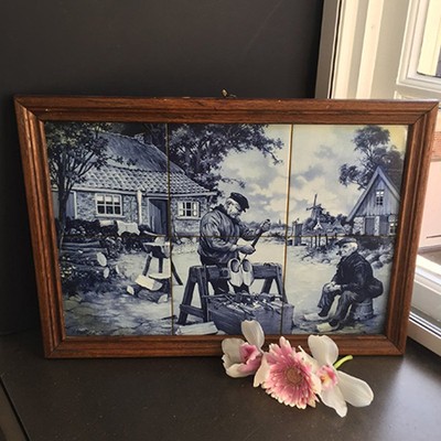 Панно изразцы ручной работы в деревянной раме Голландия