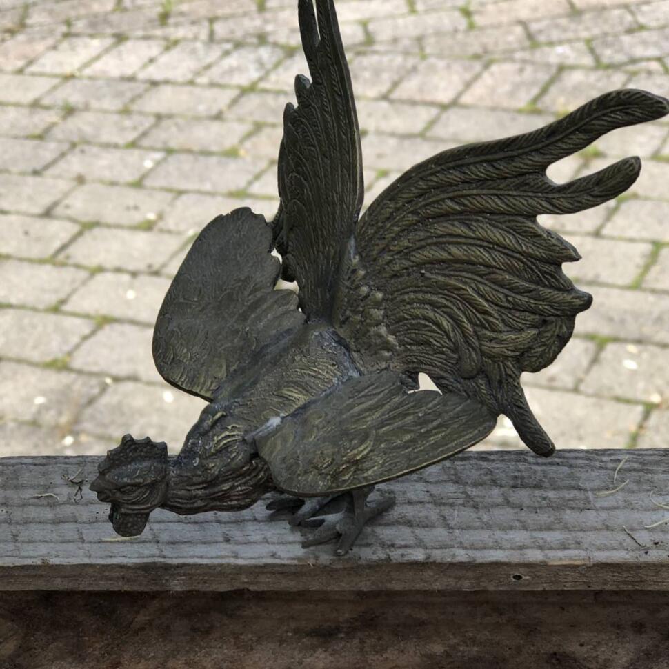 Декоративный элемент Петух на двух ногах 12 см латунь