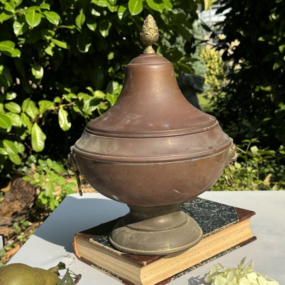 Супница террин на ножке Micap 3,8 л медь латунь Бельгия