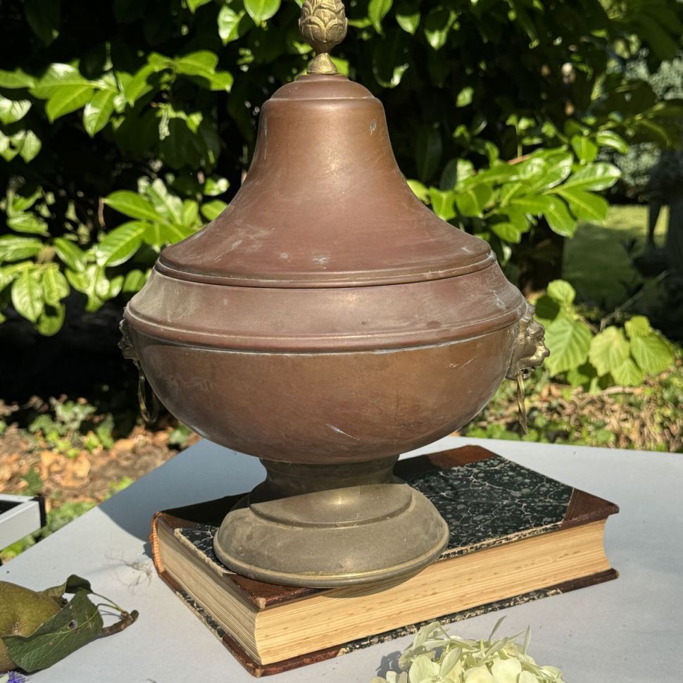 Супница террин на ножке Micap 3,8 л медь латунь Бельгия