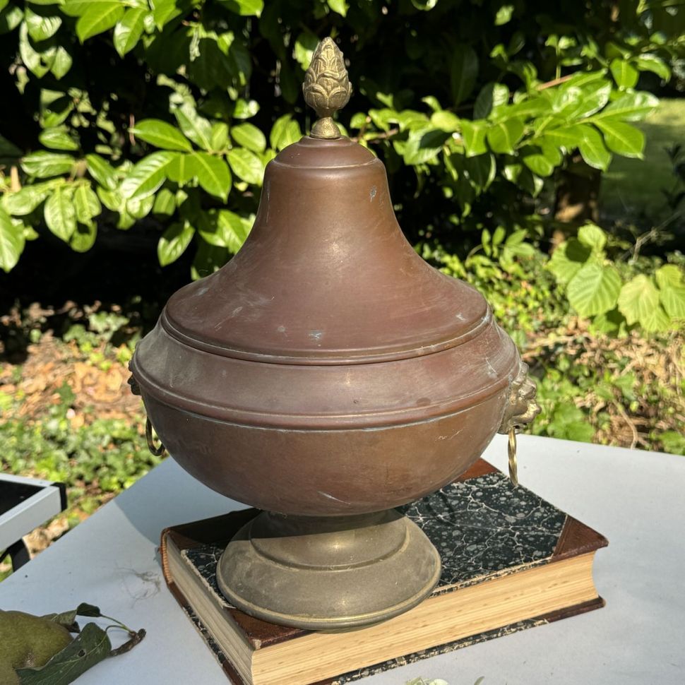 Супница террин на ножке Micap 3,8 л медь латунь Бельгия