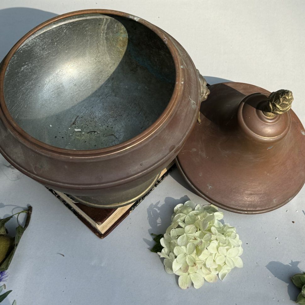 Супница террин на ножке Micap 3,8 л медь латунь Бельгия