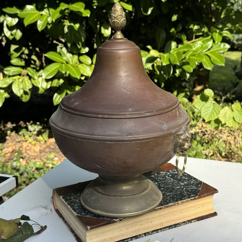 Супница террин на ножке Micap 3,8 л медь латунь Бельгия