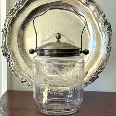 Бисквитница ручная гравировка серебрение Франция конец XIX в.