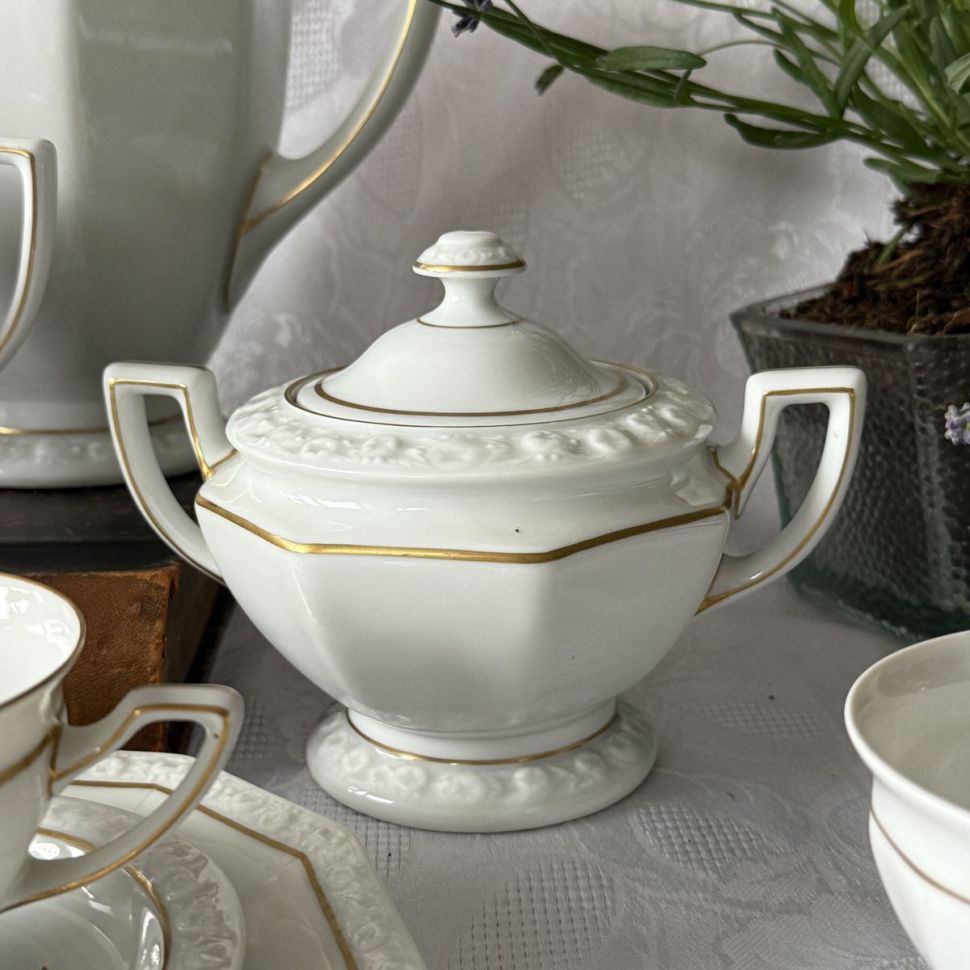 Сахарница Ph.Rosenthal Maria с золотой каймой 18 см Германия 1927 г   