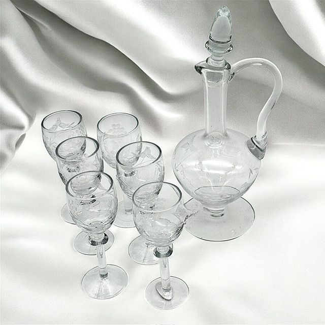 Графин с рюмками набор 7 предметов хрустальное стекло 