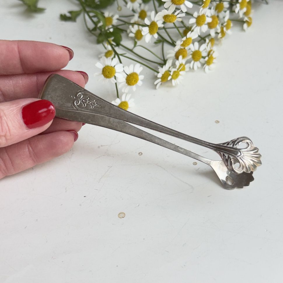 Щипцы для льда и сахара 12 см серебрение  