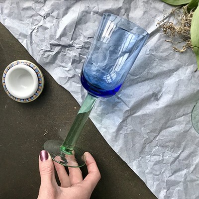 Бокал сине-зеленый хрусталь