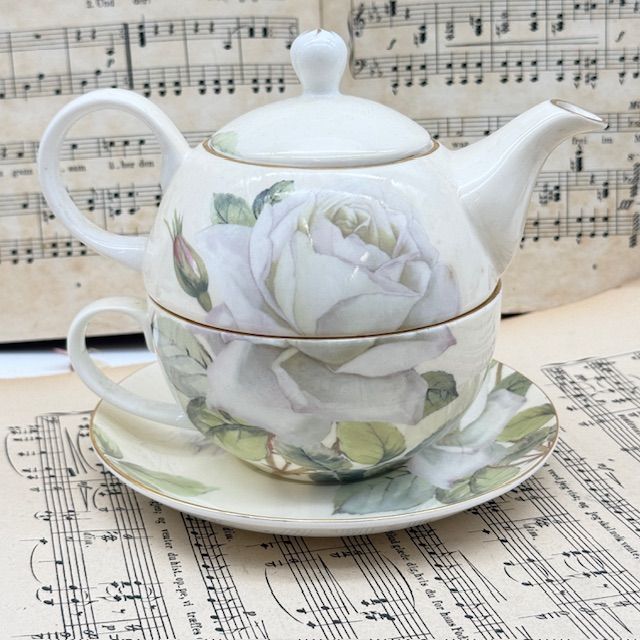 Чайник заварочный с чашкой и блюдцем Maison Strauss фарфор